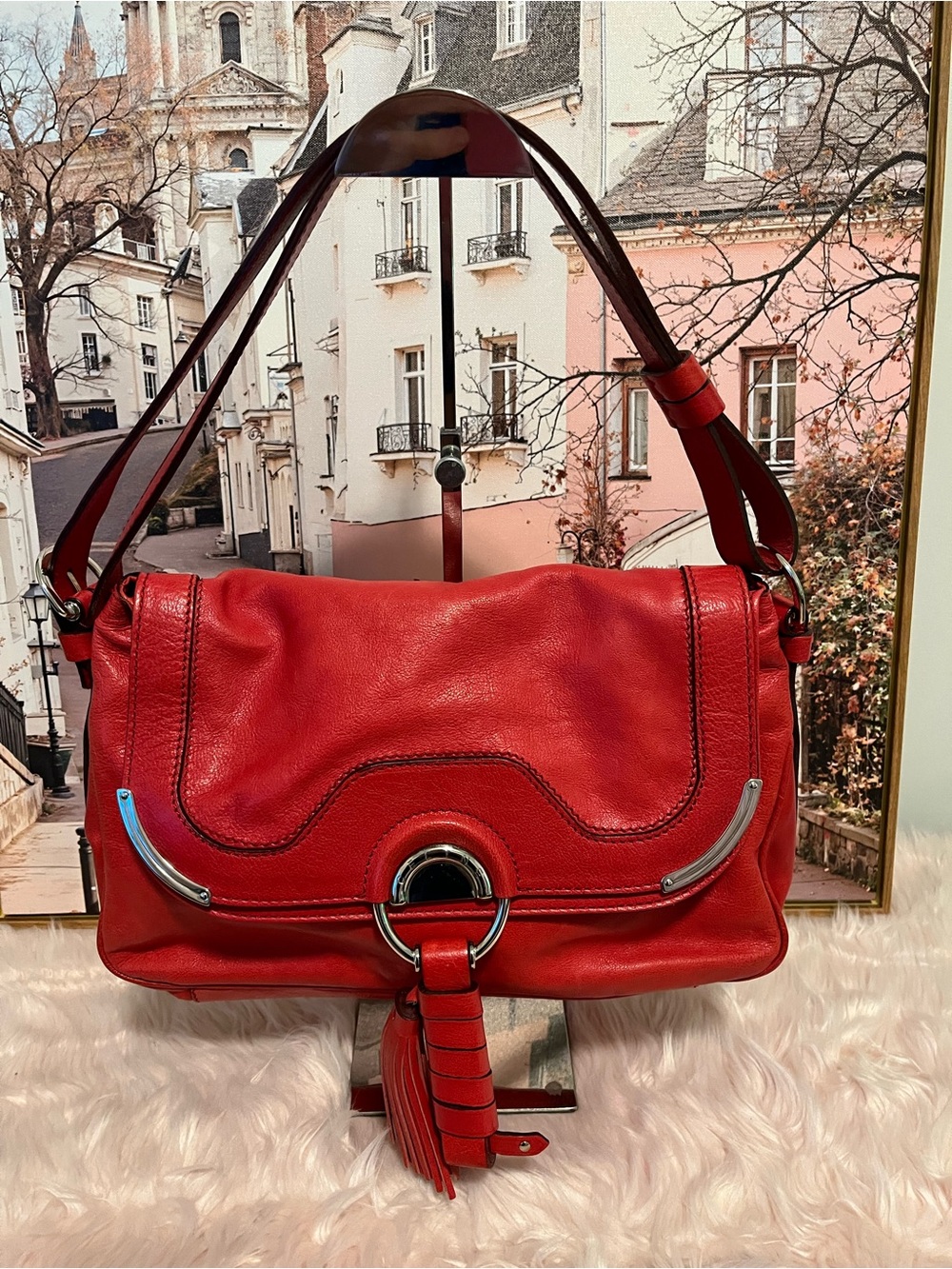 Celine Daydream Tassel Red Leather Shoulderbag